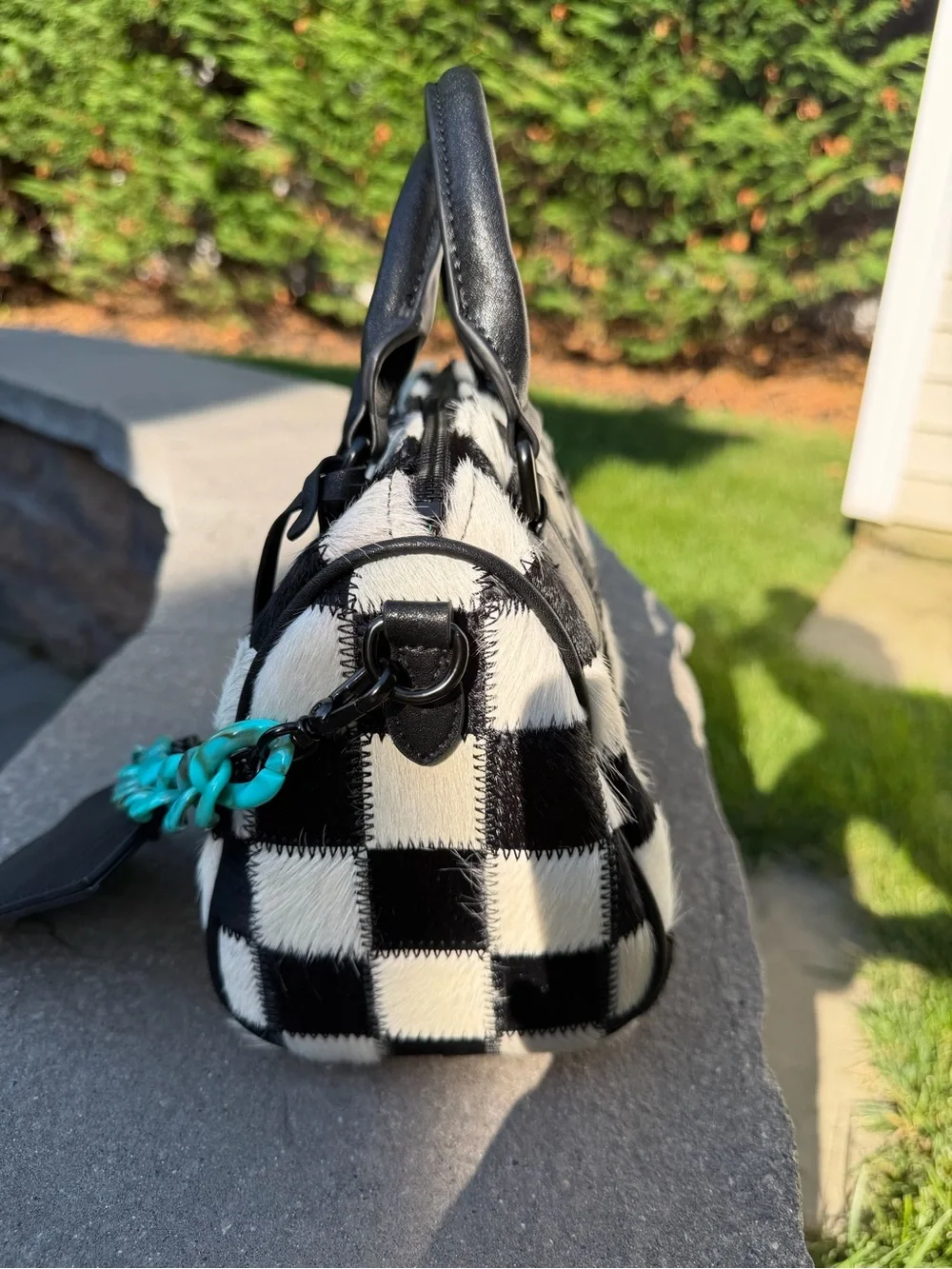 Dani Morgans Exclusive Checkered Cowhide Small Speedy Bag - Picture 3 of 17